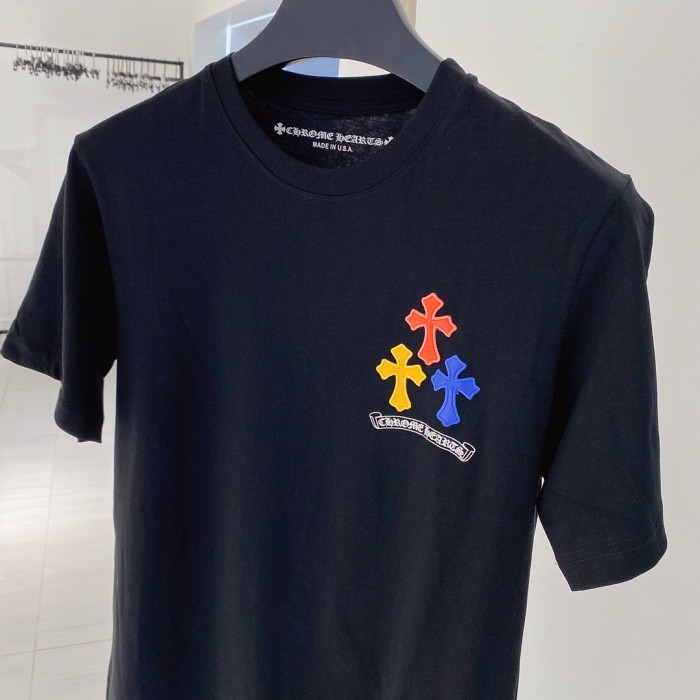1:1 quality version Three-color Embroidery Cross Scroll tee 2 colors