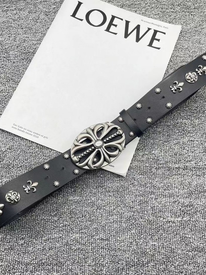 Black Studded Vintage Cowhide Belt