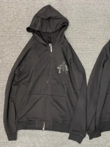 1:1 quality version Leather cross zipper hoodie