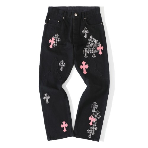 1:1 quality version Cross Checkerboard Flame Pants