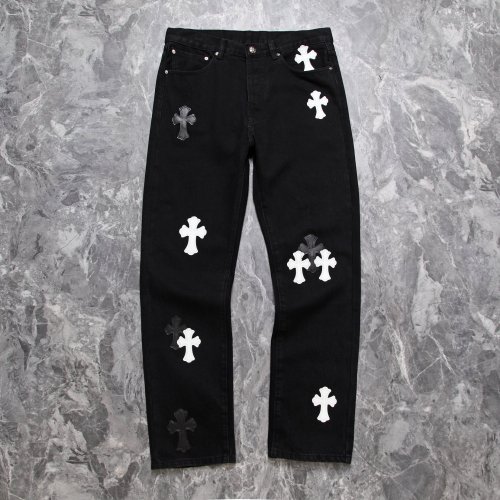 1:1 quality version Chengdu Limited 925 Sterling Silver Black and White Leather Cross Jeans