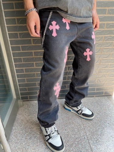 [buy more save more]  Pink cross logo comfortable jeans