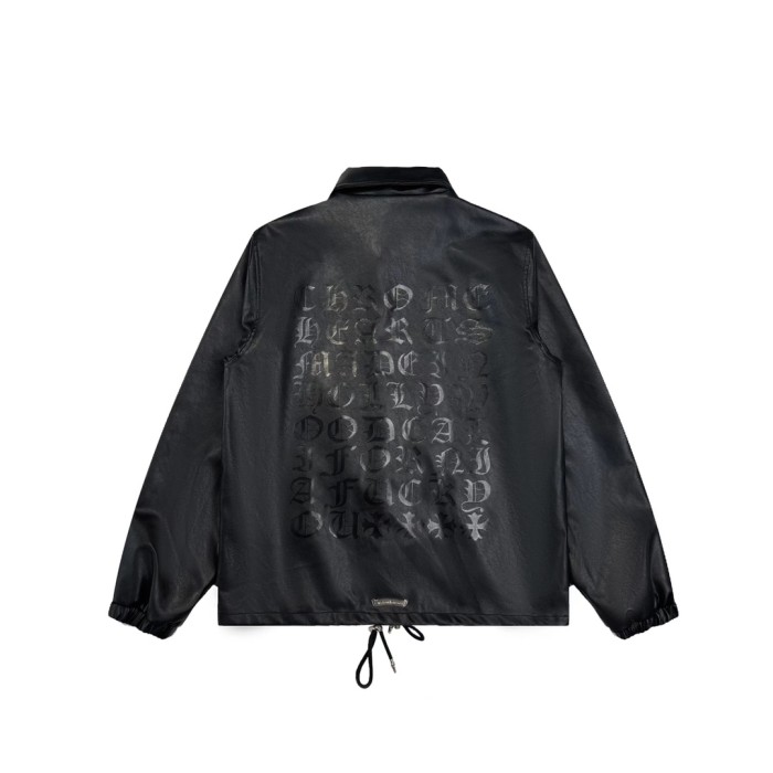 Textured three-dimensional printed leather jacket coat