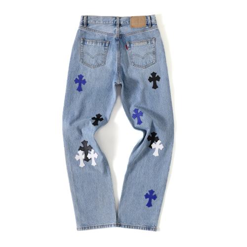 1:1 quality version Pure Silver Button Black White Blue Leather Cross Jeans