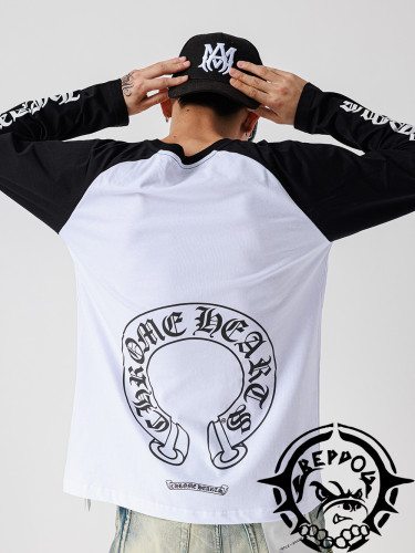 1:1 quality version Back big horseshoe print black and white matching color long sleeves