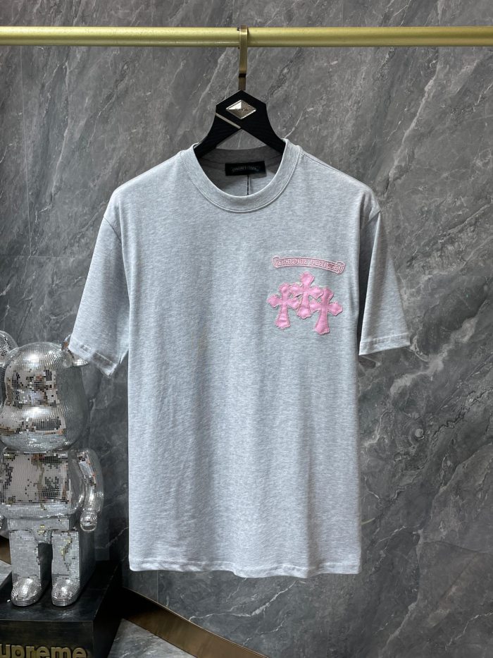 Pink Cross Patchwork Leather Sanskrit Hand Painted Graffiti tee 3 colors