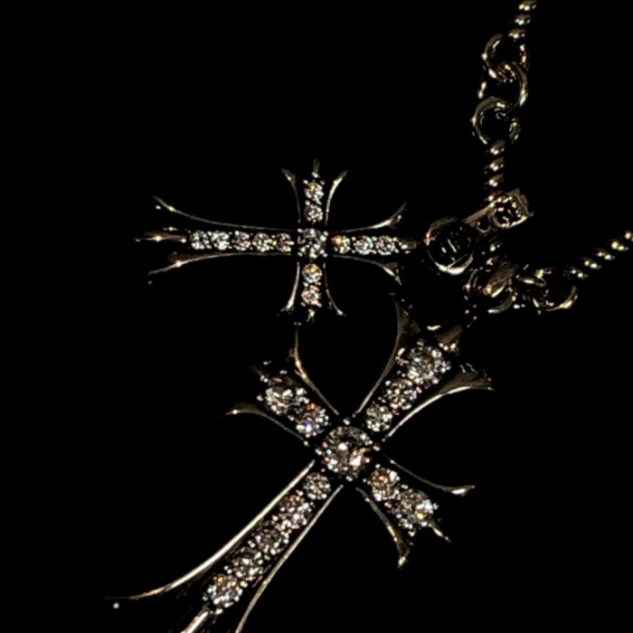Platinum Plating double cross necklace full of diamonds-