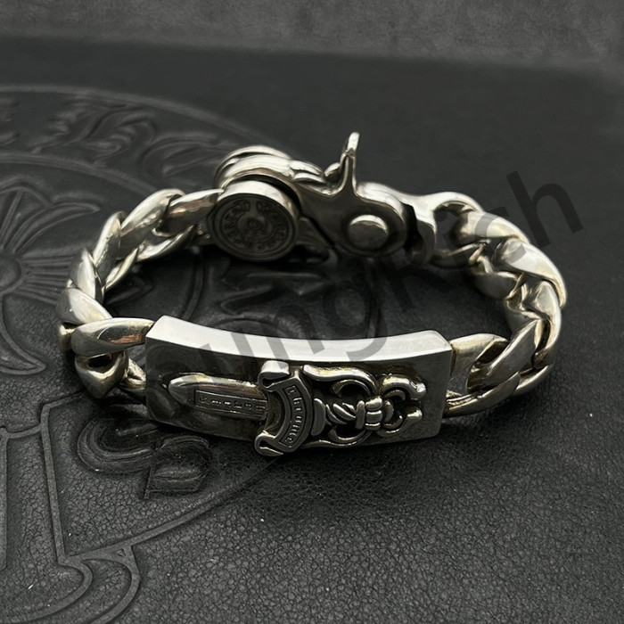 1:1 quality version CH Pure Silver Sword Lobster Buckle Long Crucifix Lobster Buckle Bracelet