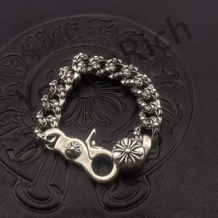 1:1 quality version Pure Silver Lobster Clasp Cross Large Bracelet