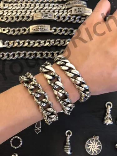 1:1 quality version Pure Silver Lobster Clasp Cross Large Bracelet
