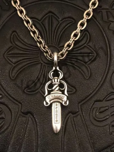 1:1 quality version Pure Silver Reversible Sword Letter Chain Necklace