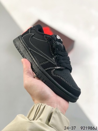 Solid Black Embroidered Basketball Board Shoes Kids Shoes