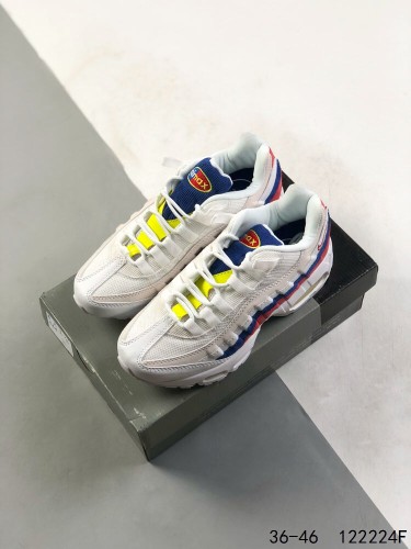 Red and blue color clash air cushion sneakers