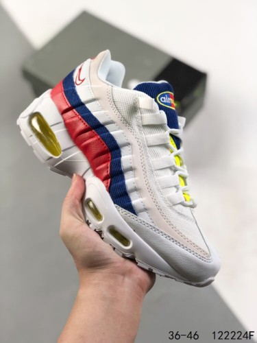 Red and blue color clash air cushion sneakers