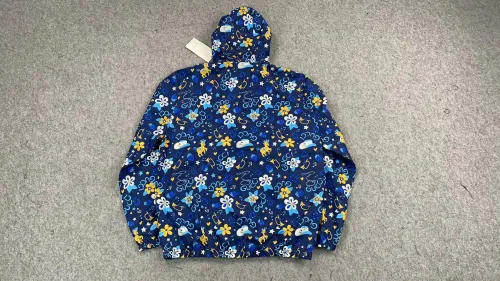 [buy more save more]Blue Printed Zipper Sweatshirt