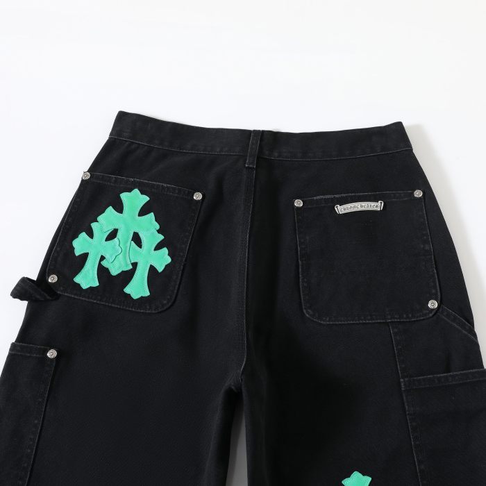 1:1 quality version Distressed Carhartt Baseboard Green Leather Patch Work Pants