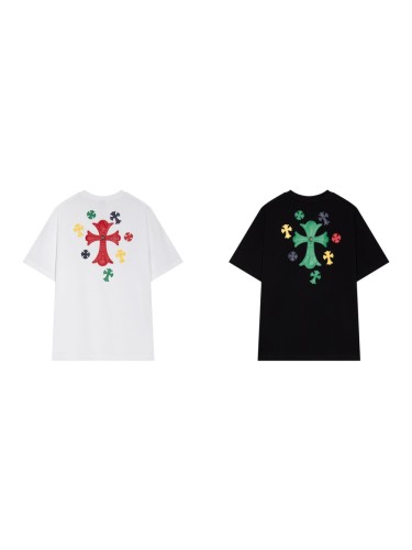 Cross Leather Embroidery Hardware tee  2 colors