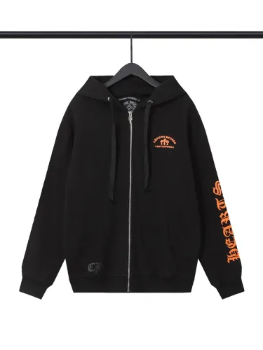 Orange Logo Zipper Sweatshirt