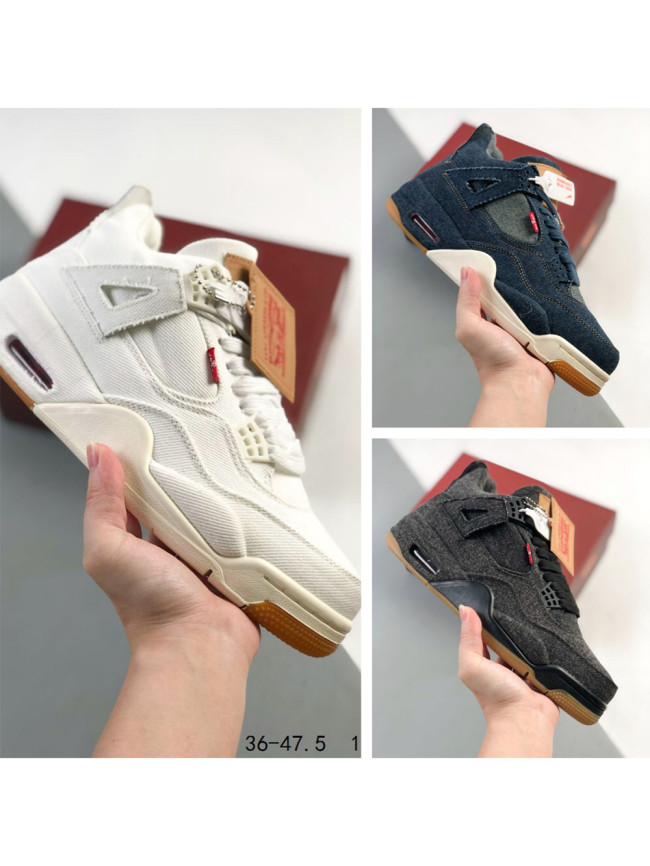 1:1 quality version Generation 4 Levi's co-branded mid-top canvas retro basketball shoes 3 colors