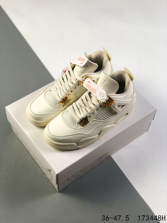 1:1 quality version Generation 4 Beige and Gold Athletic Basketball Shoes