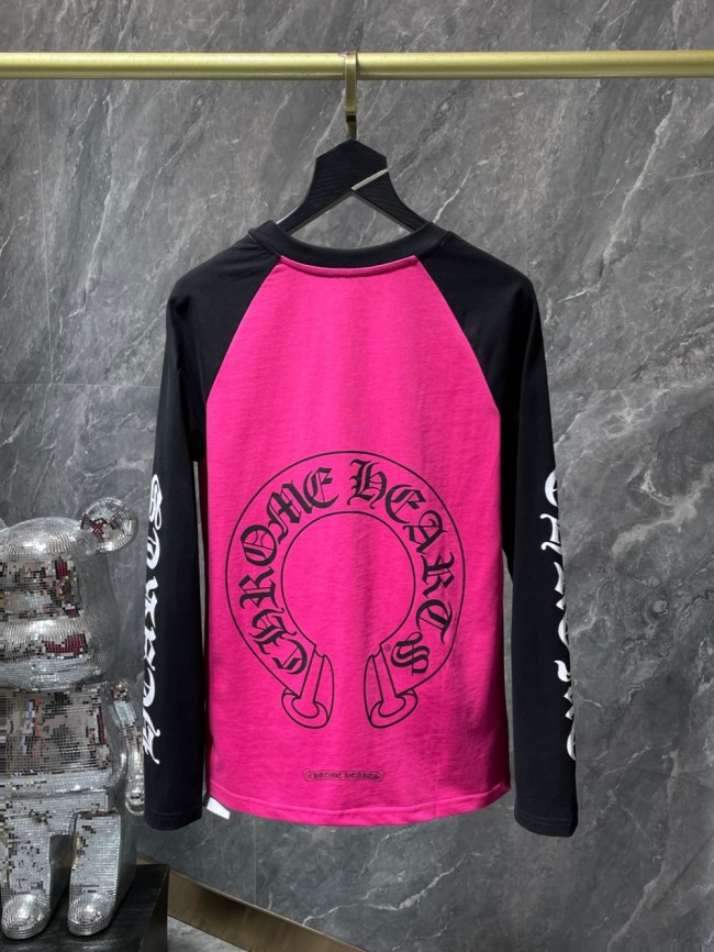 Neckline Sanskrit letters embroidered large horseshoe colorblocked Long Sleeve T-Shirt