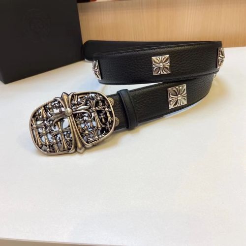1:1 quality version Cross Grave Monument Pure Copper Silver Plated Pin Buckle Leather Belt 2 colors【Width 3.7cm】