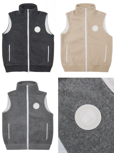 1:1 quality version Mersey fleece white label stand-up collar zipper vest 3 colors