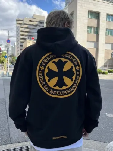1:1 quality version Yellow Circle Cross Sanskrit Letter Print Hoodie