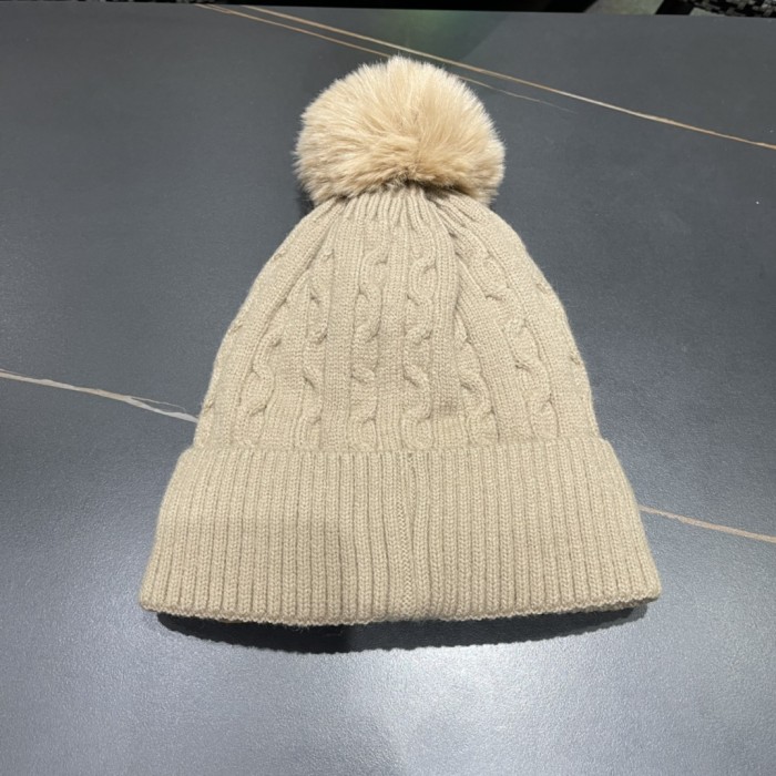 1:1 quality version Twisted knit and fluff ball padded cold beanie 5 colors
