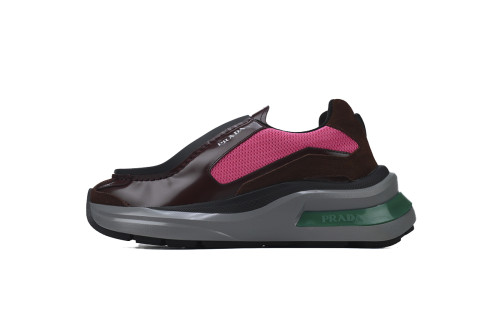 Pr@da Brushed Leather Sneakers Bike Fabric Suede Garnet Pr@dar@daeony Pr@dar@daink 2EG424_3LNN_F0KFF