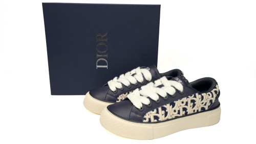  D Sneaker Navy Blue Smooth Calfskin Oblique Raised Embroidery 3SN303ZYQ_H561