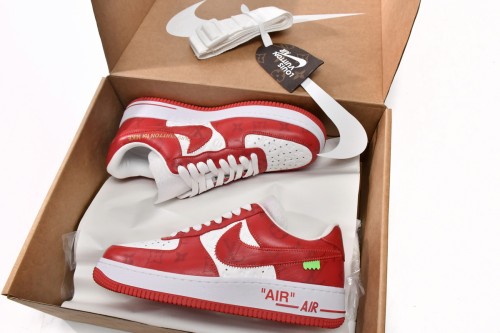 L  x N  Air Force 1 Low By Virgil Abloh White Red