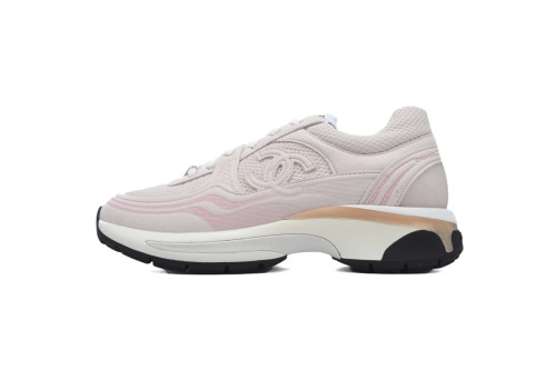 Ch@Nel Fabric Laminated Low Top Sneakers Pink G45077 B16748 NY270