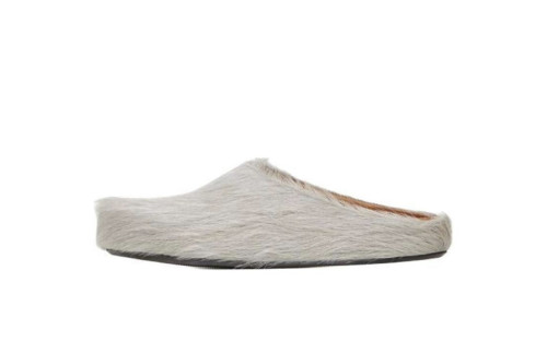 M@rni Long-hair Calfskin Fussbett Sabot Grey SBMR000600P412200N15
