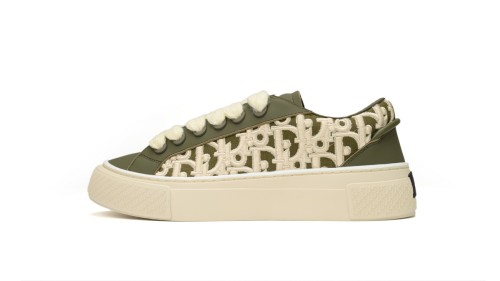  D Sneaker Khaki Smooth Calfskin Oblique Raised Embroidery 3SN303ZYQ_H681