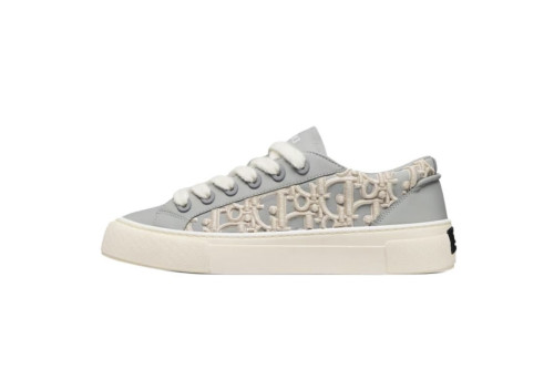  D Sneaker Gray Smooth Calfskin / Cream Oblique Raised Embroidery 3SN303ZYQ H868