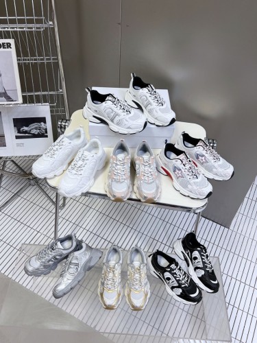 1:1 quality version Mesh cowhide leather patchwork embroidered logo sneakers 7 colors
