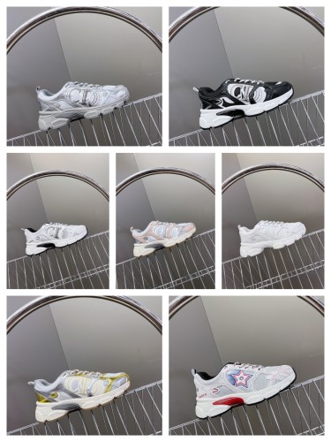1:1 quality version Mesh cowhide leather patchwork embroidered logo sneakers 7 colors