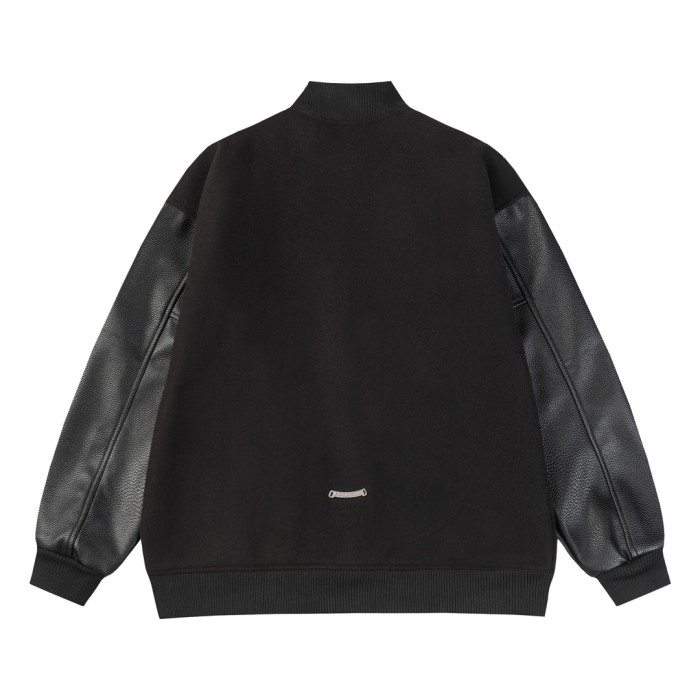 [buy more save more]Patchwork Embroidered Cross Baseball Jacket