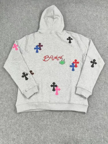 Colorful Applique Cross Graffiti Print Hoodie