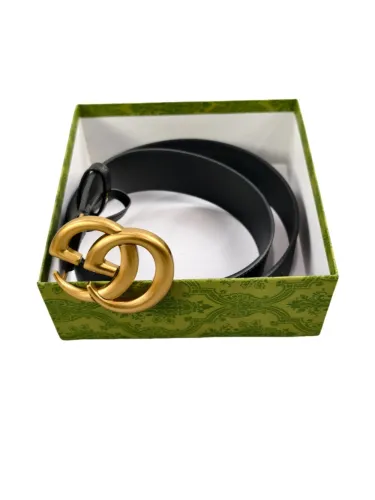 1:1 quality version Dimensional Gold Double G Smooth Buckle Vintage Belt