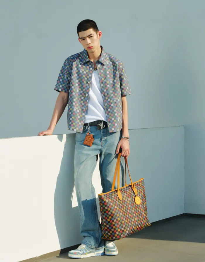 1:1 quality version 27972762 Colorful Checkerboard shirt & shorts set