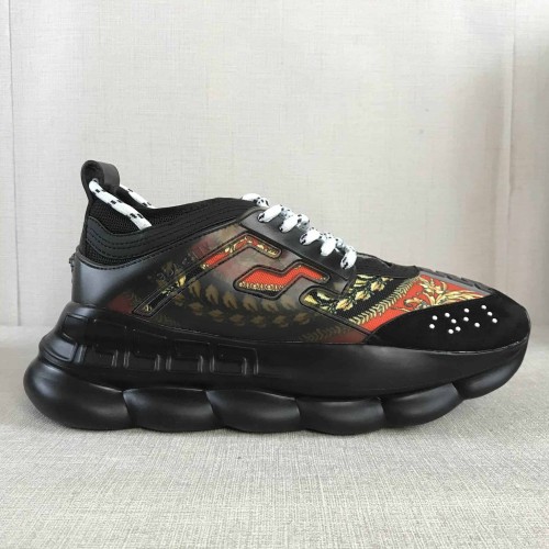 VERS@CE BLACK RED AND MULTICOLOURED CHAIN REACTION SNEAKERS   VS18