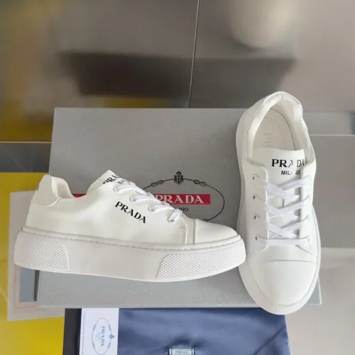 PR@DA@ MACRO RE-NYLON AND BRUSHED LEATHER SNEAKERS   PRD064