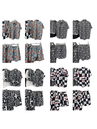 28018611 Printed Short Sleeve Shirt & Shorts Set