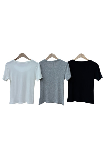 28023325 Threaded U Neck tee for girls【one pack 3 pieces】