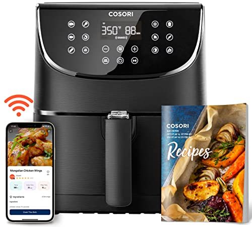 COSORI Pro Smart Air Fryer 5.8QT 11-in-1 Cooking Presets (800+ Online Recipes) , APP and Touch Screen Control, Works with Alexa & Google Assistant, Dishwasher-Safe Square Basket