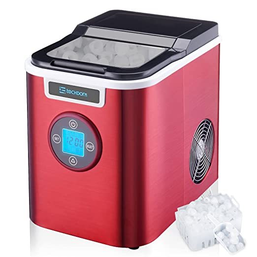 Ice Maker Machine for Countertop with Automatic Self-Cleaning, 9 Bullet Ice Cube Ready in 7-9 Minutes, 26Lbs/24H Portable Ice Makers with LCD, S/M/L Ice Size with Scoop and Basket for Home/Bar/Office