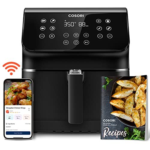 COSORI Pro II Smart Air Fryer 5.8QT 12-in-1 cooker (Unlimited Online Recipes) , Stage Cooking, Customizable Presets, 3-Way Control, Works with Alexa & Google Assistant, Dishwasher-Safe Square Basket