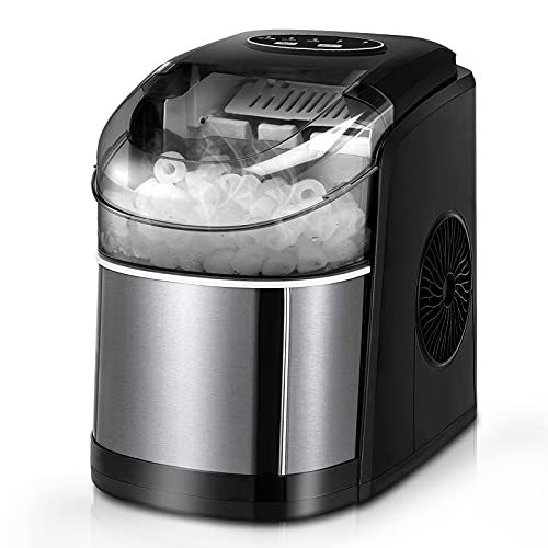 Ice Maker Machine for Countertop, Self-Cleaning Function, 26Lbs/24H Portable Ice Maker, 9 Ice Ready in 6 Mins, Compact Ice Maker with Ice Scoop & Basket for Home Use/Party/Camping (Black)